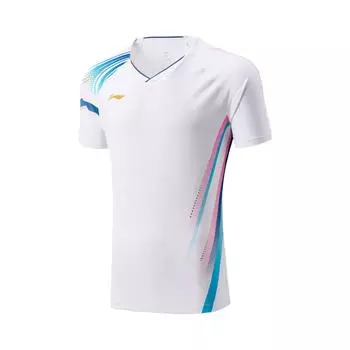 Li Ning Бадминтон Серия Спортивная Повседневная Простая Футболка с Коротким Рукавом для Бадминтона Унисекс Топы Стандартный-Белый AAYV165-2 S