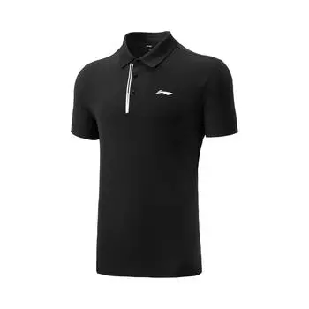 Li Ning Бадминтон Серия Спортивный Повседневный Простой Поло с Коротким Рукавом в Полоску Унисекс топы Черный APLV485-1 S