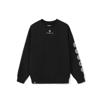 Li-Ning BAFive X Jon Burgerman Artist Collaboration Series Свитер с круглым вырезом с рисунком унисекс, черный AWDR739-1 S