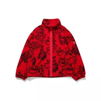 Li-Ning Бархатная спортивная куртка с мультяшным рисунком Daily Progress, спортивная куртка унисекс, красная AFDT007-2 M