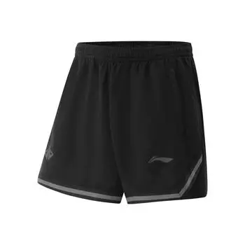 Li-Ning Basketball Series Casual Minimalist Color Block Straight Leg Lace-Up Sports Shorts Men shorts Black AAPV065-1 L