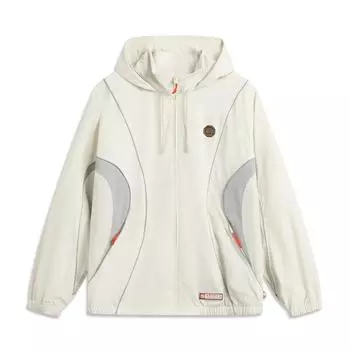 Li-Ning Basketball Series Color Block Letter Zipper Hooded Breathable Versatile Sports Jacket Men jackets Light-Pink Gray AFDVG23-1 S