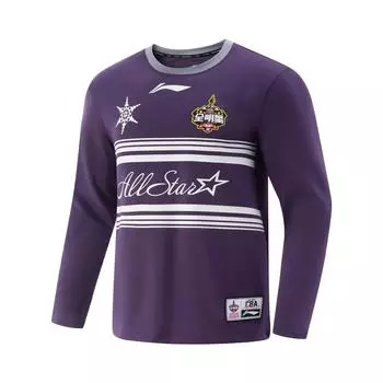 Li-Ning Basketball Series Color Block Letter Round Neck Comfortable Breathable Versatile Long Sleeve T-Shirt Men Tops Purple AHSVA49-3 M