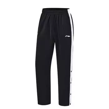 Li-Ning Basketball Series Elastic Logo Print Straight Leg Casual Pants Men bottoms Black AKLU541-1 M
