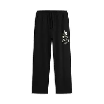 Li-Ning Basketball Series Letter Mid-Waist Drawstring Comfortable Breathable Versatile Straight-Leg Sports Pants Men pants Black AKLU947-3 M