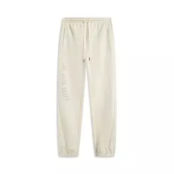 Li-Ning Basketball Series Letter Mid-Waist Drawstring Breathable Versatile Knitted Sports Pants Men pants Flower-Gray Light-Khaki AKLV085-1 S