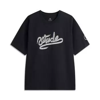 Li-Ning Basketball Series Letter Round Neck Breathable Versatile Casual Short Sleeve T-Shirt Men Tops Black AHSV089-1 L