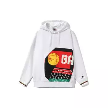 Li Ning Basketball Series Logo Print Letter Pullover Sweatshirt Men sweatshirt Standard-White AWDQ315-3 L