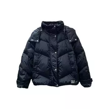 Li Ning Basketball Series однотонная теплая повседневная короткая куртка с капюшоном женская верхняя одежда черного цвета AYMR070-4 L