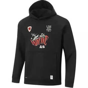 Li-Ning Basketball Series Printed Letter Hooded Comfortable Breathable Versatile Casual Sweatshirt Men sweatshirt Black AWDU083-4 S