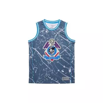 Li-Ning Баскетбольная майка для соревнований, мужская, синяя, с пятнами, с полным принтом AAYQ105-1 L
