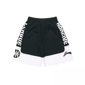 Li-Ning Баскетбольная серия BadFive, полиэстер, однотонные свободные повседневные шорты на шнурке, мужские штаны, черные AAPP097-1 M