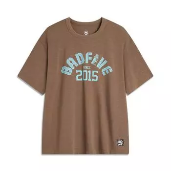 Li-Ning Баскетбольная серия Badfive с буквами и цифрами, круглый вырез, удобный свитер, свободная футболка с коротким рукавом, мужские топы, коричневый цвет AHSU147-5 M