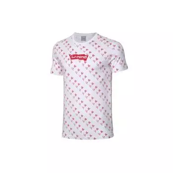 Li-Ning Баскетбольная серия Футболка с короткими рукавами и принтом флага Мужские топы Белый AHSP825-1 M