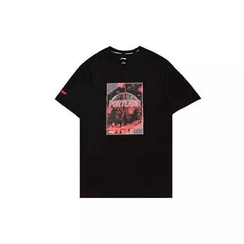 Li-Ning Баскетбольная серия Логотип Инновационный узор Футболка с короткими рукавами Мужские топы Черный AHSQ219-1 M
