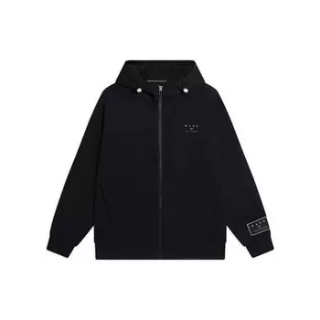 Li-Ning Баскетбольная серия, однотонная толстовка на молнии с принтом, мужские топы с длинными рукавами, черный AWDSC43-1 XL