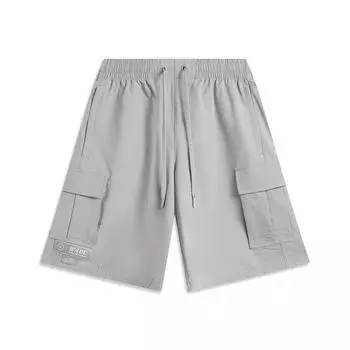 Li Ning Баскетбольная серия Однотонные Универсальные Удобные Простые Спортивные шорты Мужские шорты Геологический-серый AKSV019-3 S