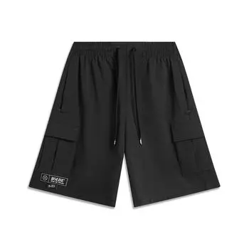 Li Ning Баскетбольная Серия Письмо Средняя Посадка Кулиска Дышащие Универсальные Повседневные Шорты Мужские шорты Черный AKSV019-1 S