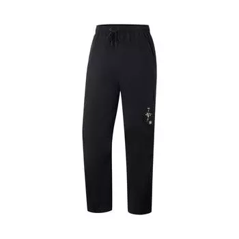 Li Ning Баскетбольная Серия Повседневные Простые Однотонные На шнуровке Прямые Вязаные Спортивные Штаны Мужские штаны Черный AYKV755-3 M