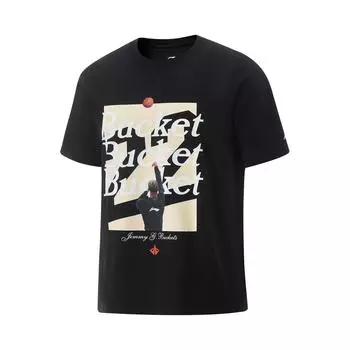 Li Ning Баскетбольная серия Принт с буквами Круглый вырез Дышащая Универсальная Футболка с коротким рукавом Мужская футболка Черный AHSV401-1 M