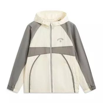 Li Ning Баскетбольная серия Reverse Five Series Сшивная Толстовка с капюшоном на молнии Удобная Дышащая Универсальная куртка Мужские куртки Молочно-белый Железо-серый AFDV129-2 S