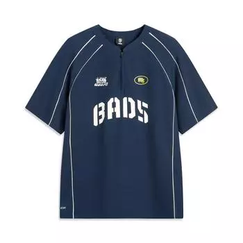 Li Ning Баскетбольная Серия Спорт Повседневный Простой Полосатый Принт Буква Свободная Футболка с Коротким Рукавом Мужские Топы Темно-Темно-Синий ATSV023-7 S