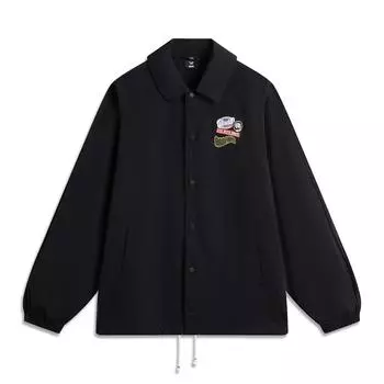 Li Ning Баскетбольная Серия Спортивный Повседневный Простой Принт Поло Куртка Мужская Куртка Черный AFDV623-3 S