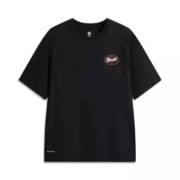 Li Ning Баскетбольная Серия Спортивный Повседневный Простой Свободный Буквенный Круглый Вырез Пуловер Футболка с Коротким Рукавом Мужские Футболки Черный AHSV223-4 M