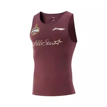 Li Ning Баскетбольная серия Спортивный повседневный Простой однотонный с надписью С круглым вырезом Пуловер Баскетбольная майка Мужские жилеты Насыщенно-бордовый AUDV065-2 L