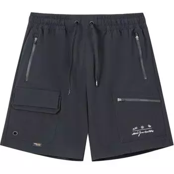 Li Ning Баскетбольная серия Wade Series Letter Шорты средней посадки на шнуровке Дышащие Универсальные Пятиточечные Повседневные Шорты Мужские шорты Черный AKSV027-1 S