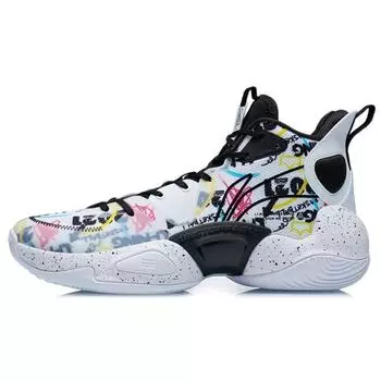 Li-Ning Баскетбольные кроссовки Air Strike Series с амортизацией, нескользящие, прочные, среднего размера, мужские кроссовки белого и черного цветов, многоцветные ABPR067-4 42