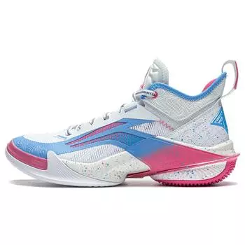 Li-Ning Баскетбольные кроссовки Air Strike 10 с амортизацией, поддержкой, устойчивостью, противоскользящие, среднего размера, мужские баскетбольные кроссовки, стандартные, белые, небесно-голубые, ABAT089-16 41
