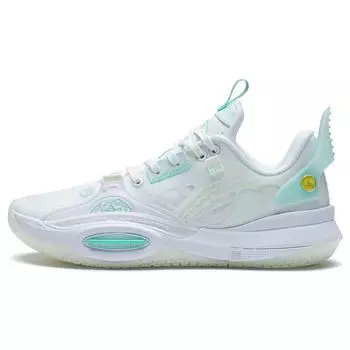 Li-Ning Баскетбольные кроссовки All City 10 V1 Yuan Shen с амортизацией, нескользящие, износостойкие, низкие, мужские, белые, зеленые, ABAS079-1 40