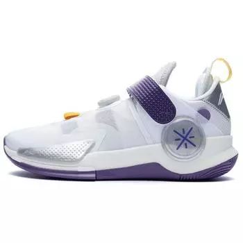 Li-Ning Баскетбольные кроссовки Breakthrough 7 V2 с амортизацией, нескользящей поддержкой, низкие, мужские, белые, фиолетовые ABPR047-12 43