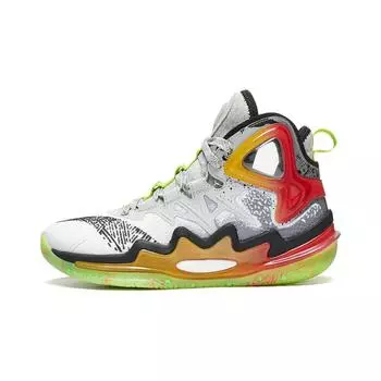 Li-Ning Баскетбольные кроссовки Cloud Anti-Slip Shock Absorbing Lightweight Rebound High-Top Детские кроссовки Белый Серый YKBT070-7 35