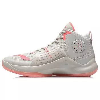 Li-Ning Баскетбольные кроссовки с высоким берцем, нескользящие, износостойкие, унисекс, серо-красные ABAR065-2 43