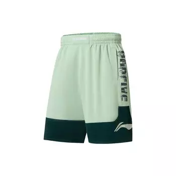 Li-Ning Баскетбольные шорты Anti-Five Grass And Trees Series Letter Logo Competition Мужские шорты Frosted-Flower-зеленый Pine-зеленый Темно-зеленый AAPS031-10 M