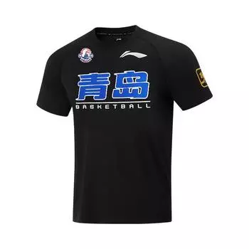 Li-Ning Баскетбольный пуловер с круглым вырезом и принтом букв, повседневная футболка, мужской топ, черный ATSU955-2 L