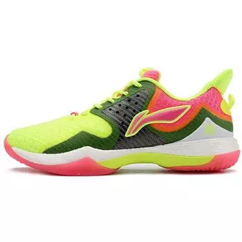Li Ning Battle Axe Удобные универсальные амортизирующие нескользящие износостойкие низкие туфли для бадминтона Мужская обувь розового желтого зеленого цвета AYAQ005-4 39
