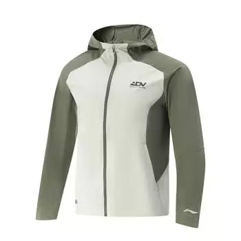 Li Ning Беговая серия Цветной блок Буквенный принт Молния Капюшон Универсальная Повседневная куртка Мужские куртки Белый-Березовый-Серый Серый-Милитари-зеленый AFYV001-4 S