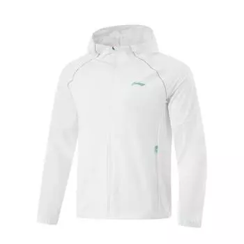 Li Ning Беговая серия Модный Удобный Дышащий Простой Приталенный С капюшоном Спортивный Ветрозащитный Мужской верхняя одежда Белый AFDU973-4 M