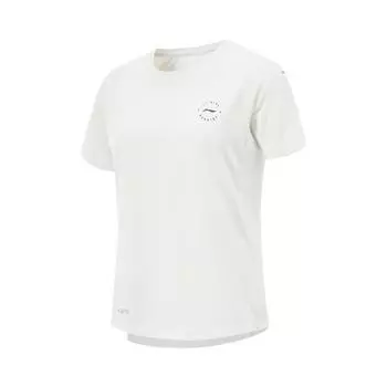 Li Ning Беговая серия Однотонная дышащая универсальная футболка с коротким рукавом Женские топы Шампань-белый ATSV088-1 S