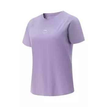 Li Ning Беговая серия Однотонная Дышащая Универсальная Футболка с коротким рукавом Женские Футболки Авиационно-фиолетовый ATSV376-5 S