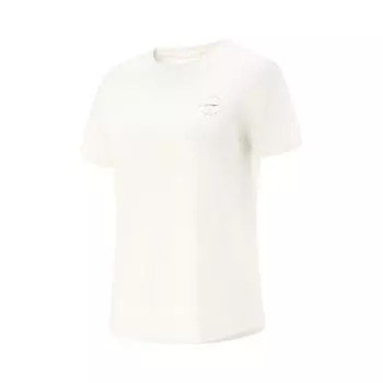 Li Ning Беговая серия Однотонная футболка с круглым вырезом Удобная Дышащая Универсальная футболка с коротким рукавом Женские футболки Молочно-белый ATSV366-1 S