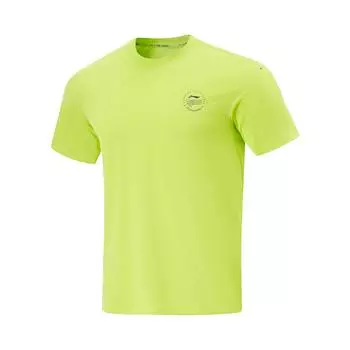 Li Ning Беговая серия Однотонная футболка с круглым вырезом Удобная Дышащая Универсальная Дышащая футболка с коротким рукавом Мужские топы ATSV083-3 L