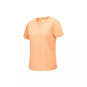 Li Ning Беговая серия Однотонная футболка с круглым вырезом и короткими рукавами Женские топы Конфетно-оранжевый ATSU004-4 S