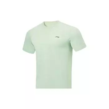 Li-Ning Беговая серия, однотонная футболка с круглым вырезом и короткими рукавами, мужские топы, бамбуково-зеленый ATST519-4 XXL