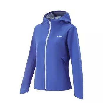 Li Ning Беговая серия Однотонная куртка-ветровка спортивная универсальная с капюшоном на молнии Женская верхняя одежда Ярко-синий AFDV044-4 S
