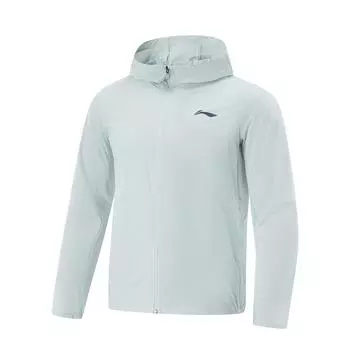 Li Ning Беговая серия Однотонная Толстовка на молнии Удобная Дышащая Универсальная Куртка с зеркальной защитой от солнца Мужская куртка Народно-синий AFDV249-7 M