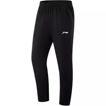 Li Ning Беговая серия Однотонные Простые Универсальные Удобные Вязаные спортивные брюки прямого кроя Мужские брюки Черный AYKV127-1 S